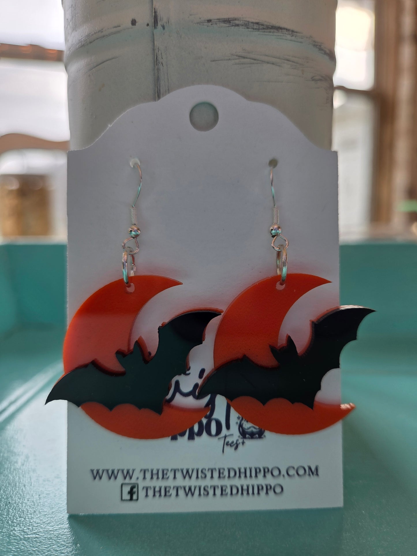 Cute Bat & Moon Halloween Earrings