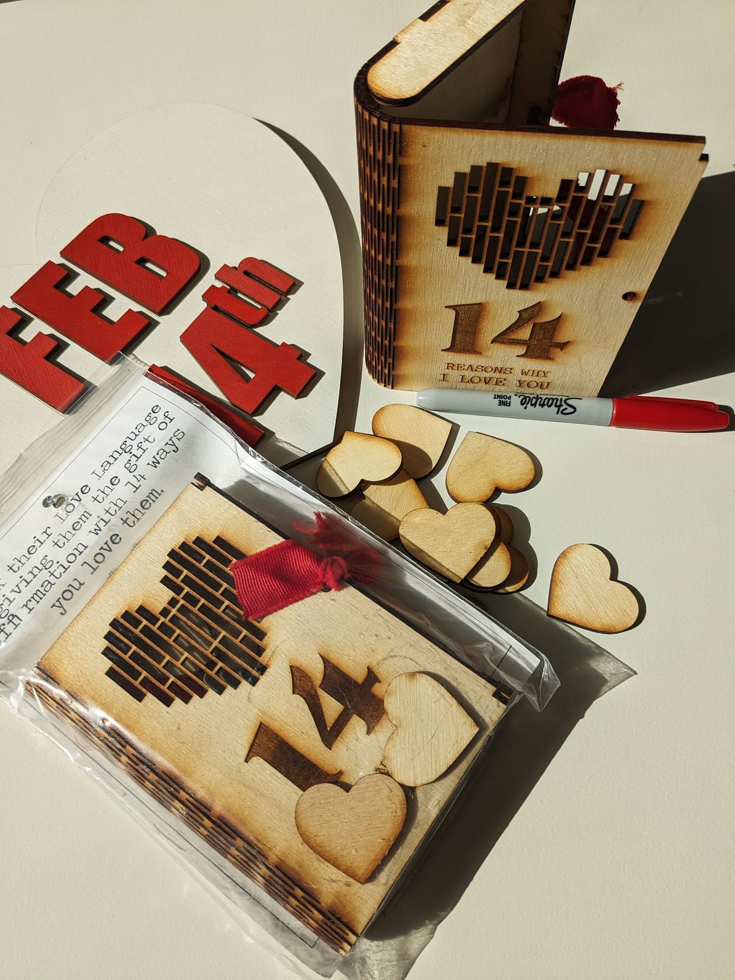 14 Reasons Why I Love You Wooden Book - CLEARANCE