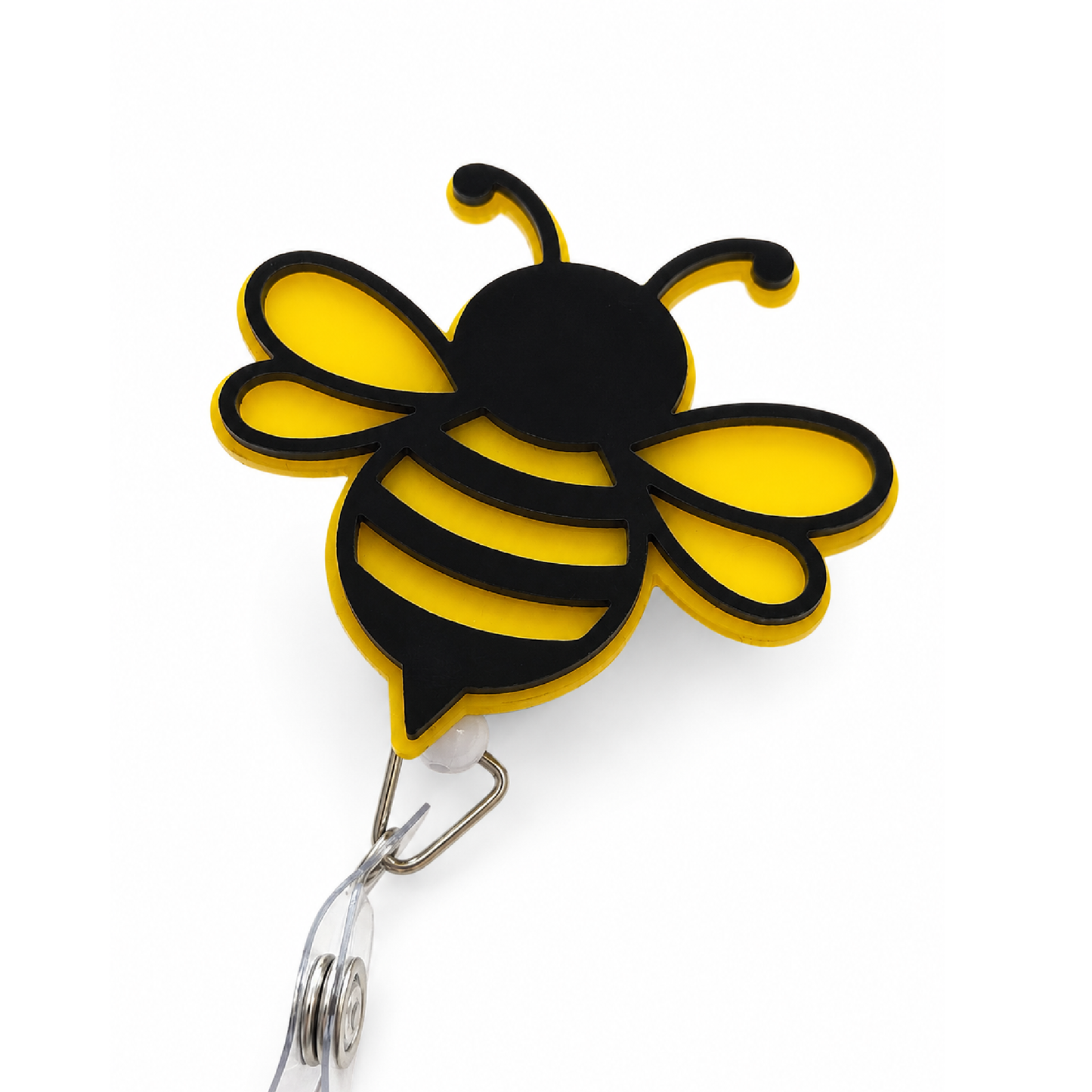 Bee Badge Reel Acrylic Retractable Belt Clip