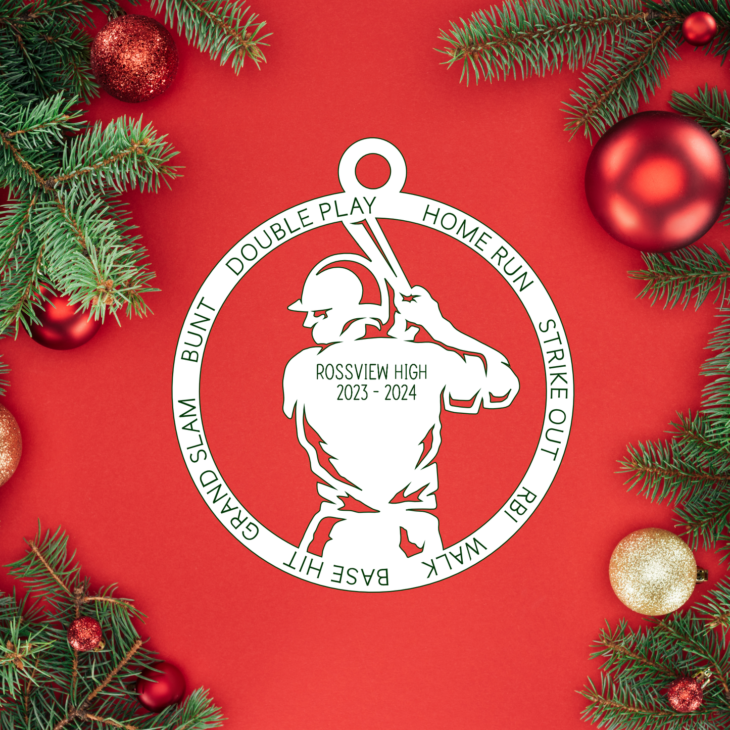 Male Baseball - Softball Ornament | School Christmas Ornaments