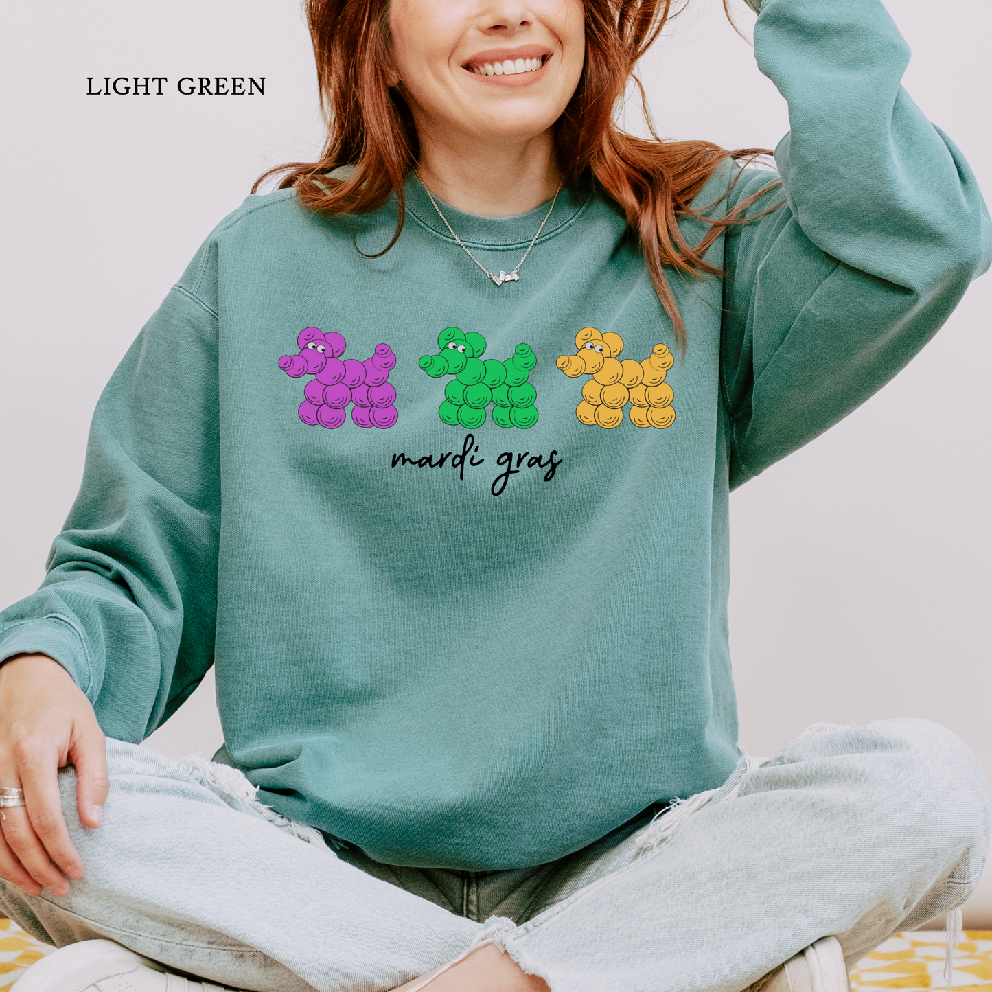 Beaded Dogs | Mardi Gras | Comfort Color Sweatshirts