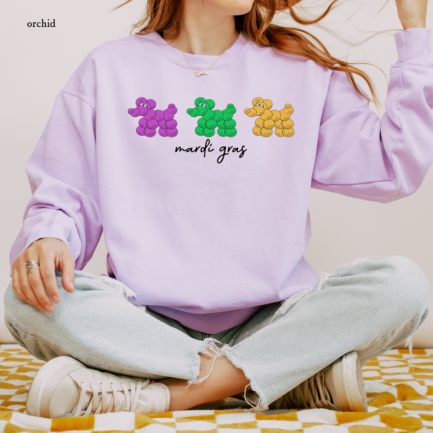 Beaded Dogs | Mardi Gras | Comfort Color Sweatshirts