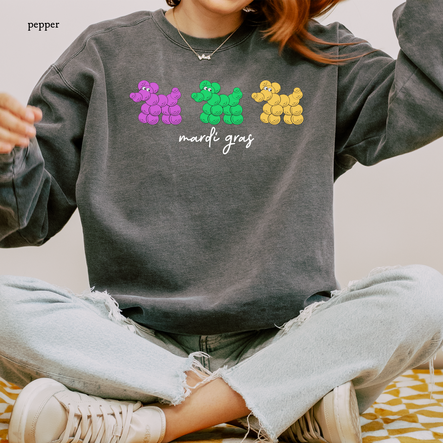 Beaded Dogs | Mardi Gras | Comfort Color Sweatshirts