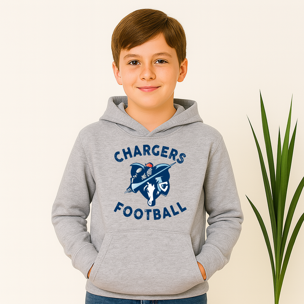 Youth Covington Chargers Hoodie Bella + Canvas with Charger Mascot