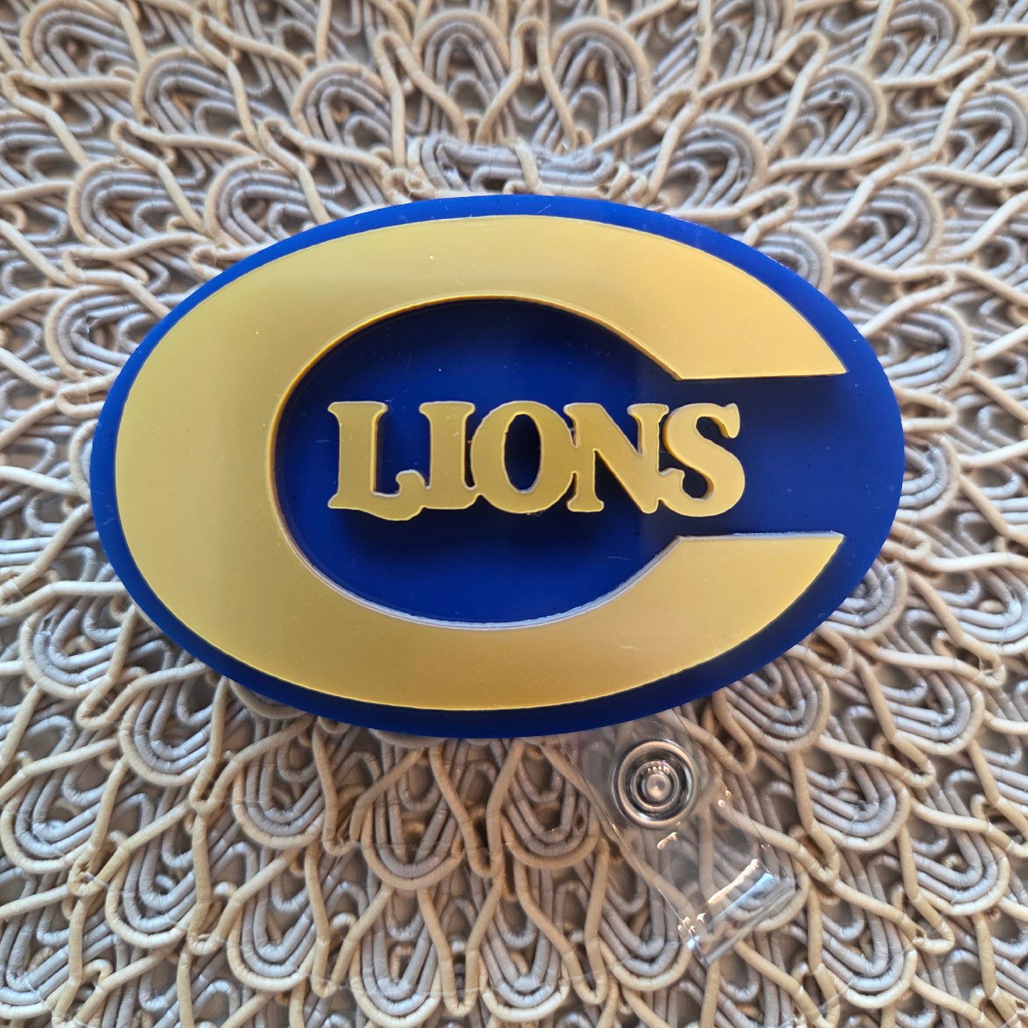 Covington High Lions Acrylic Retractable Belt Clip Badge Reel