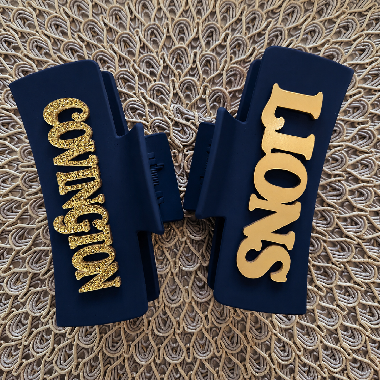 Covington High Lions Acrylic Hair Accessory Double Sided Claw Clips