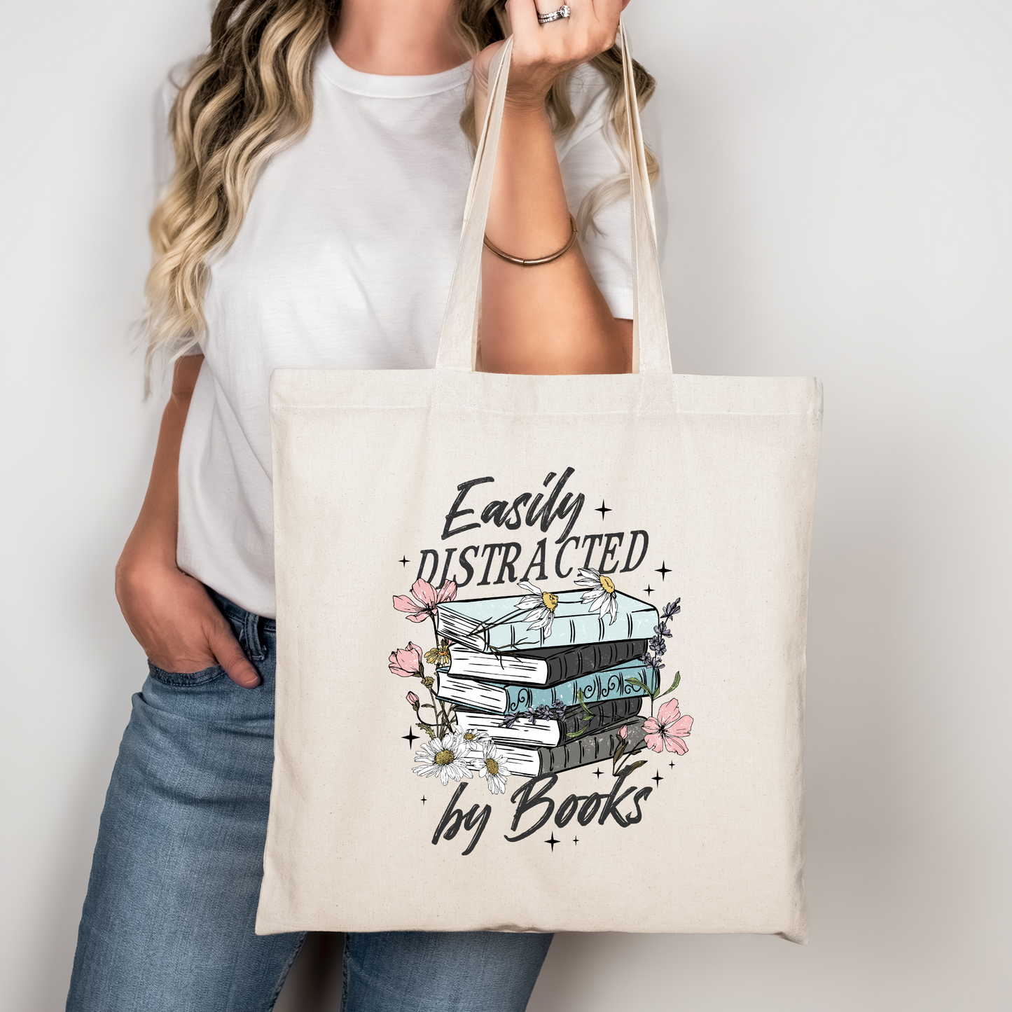 Easily Distracted By Books | Book Lover | Librarian | Teacher Appreciation | Gift
