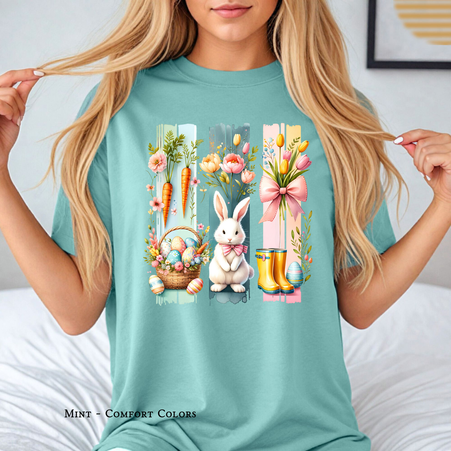 Vintage Water colored Easter Trio Comfort Colors Tee