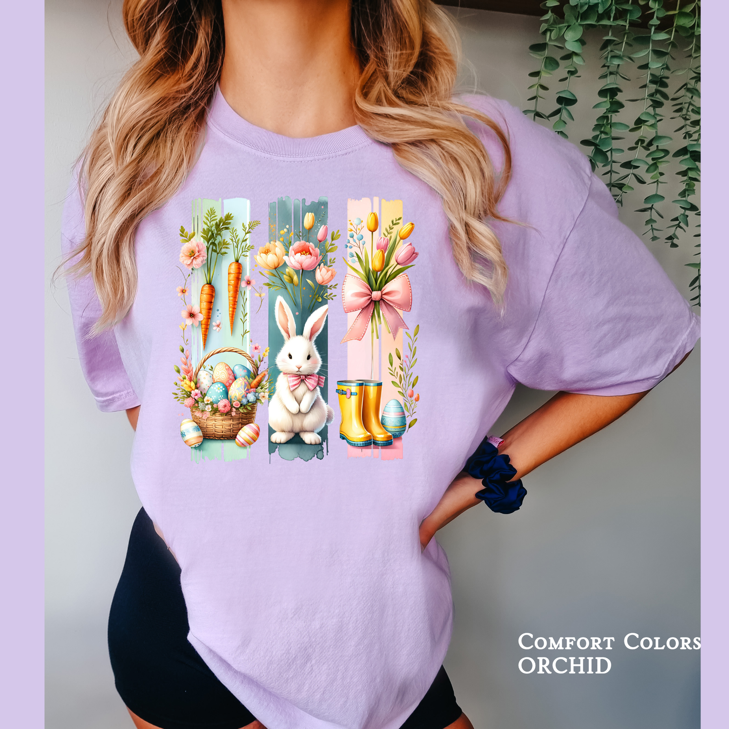 Vintage Water colored Easter Trio Comfort Colors Tee