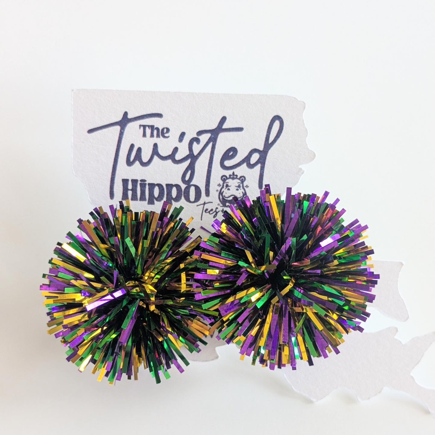 Mardi Gras Tinsel Earrings | Stud Earrings