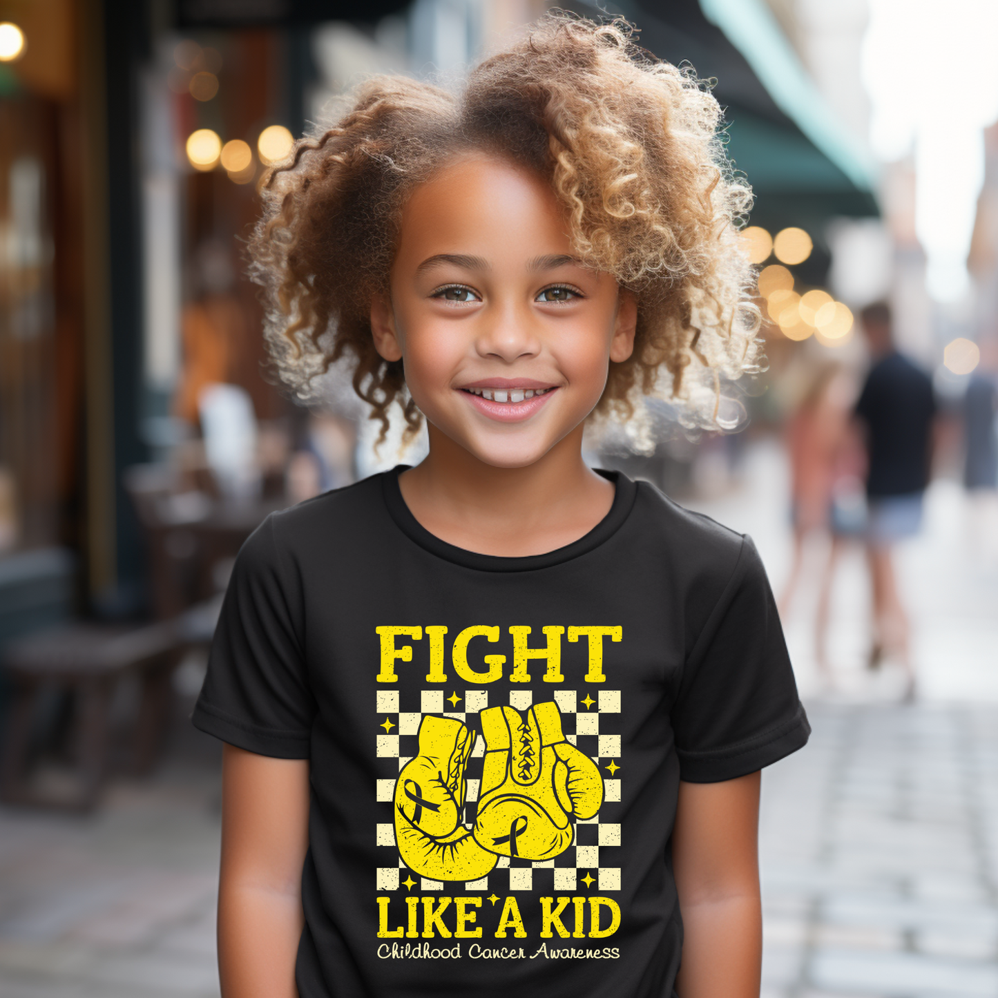 Fight Like a Kid | Childhood Cancer Awareness | Go Gold | Cancer Survivor | Crew Neck Toddler & Youth