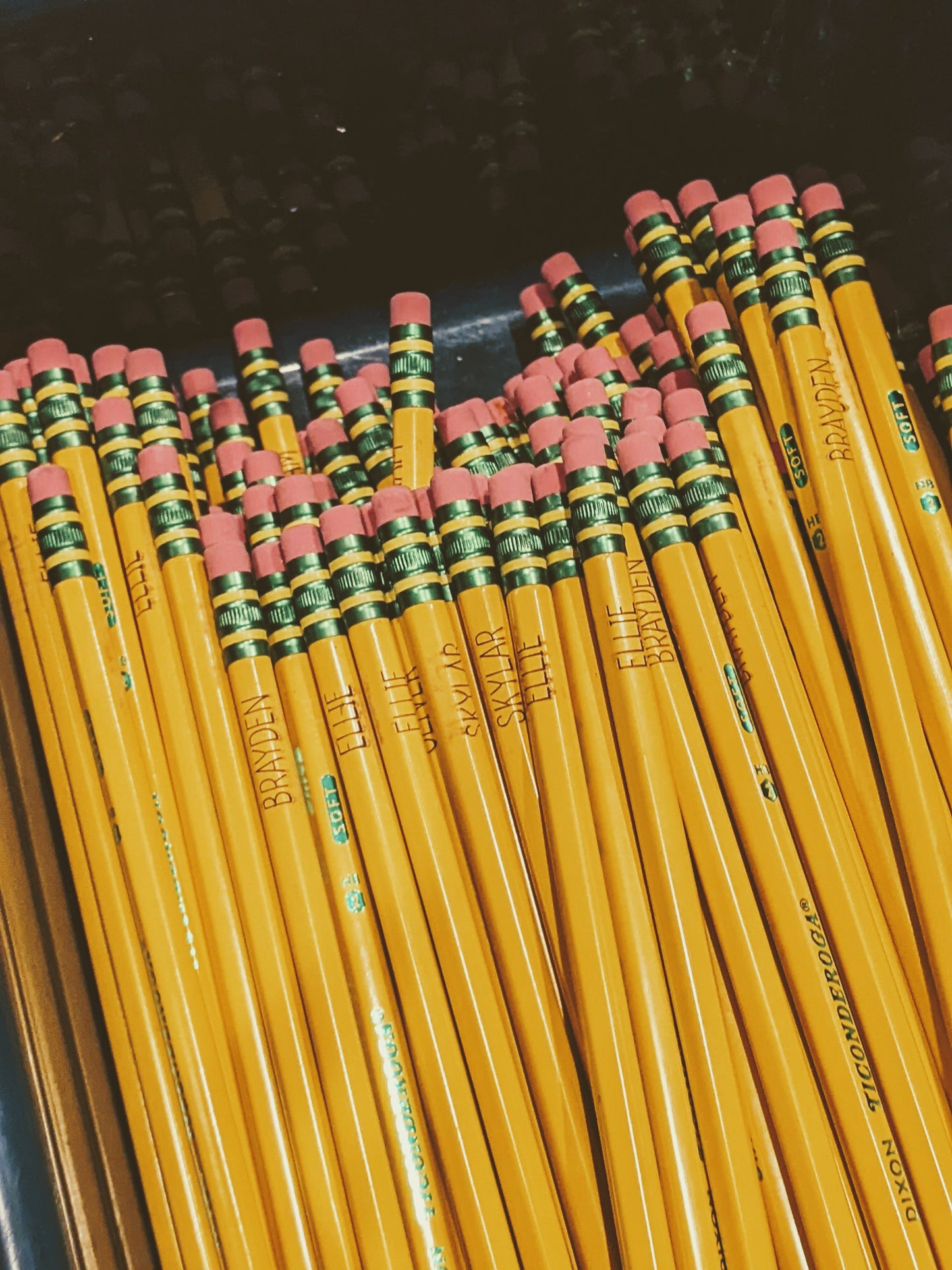 Freshly Engraved Custom School Pencils