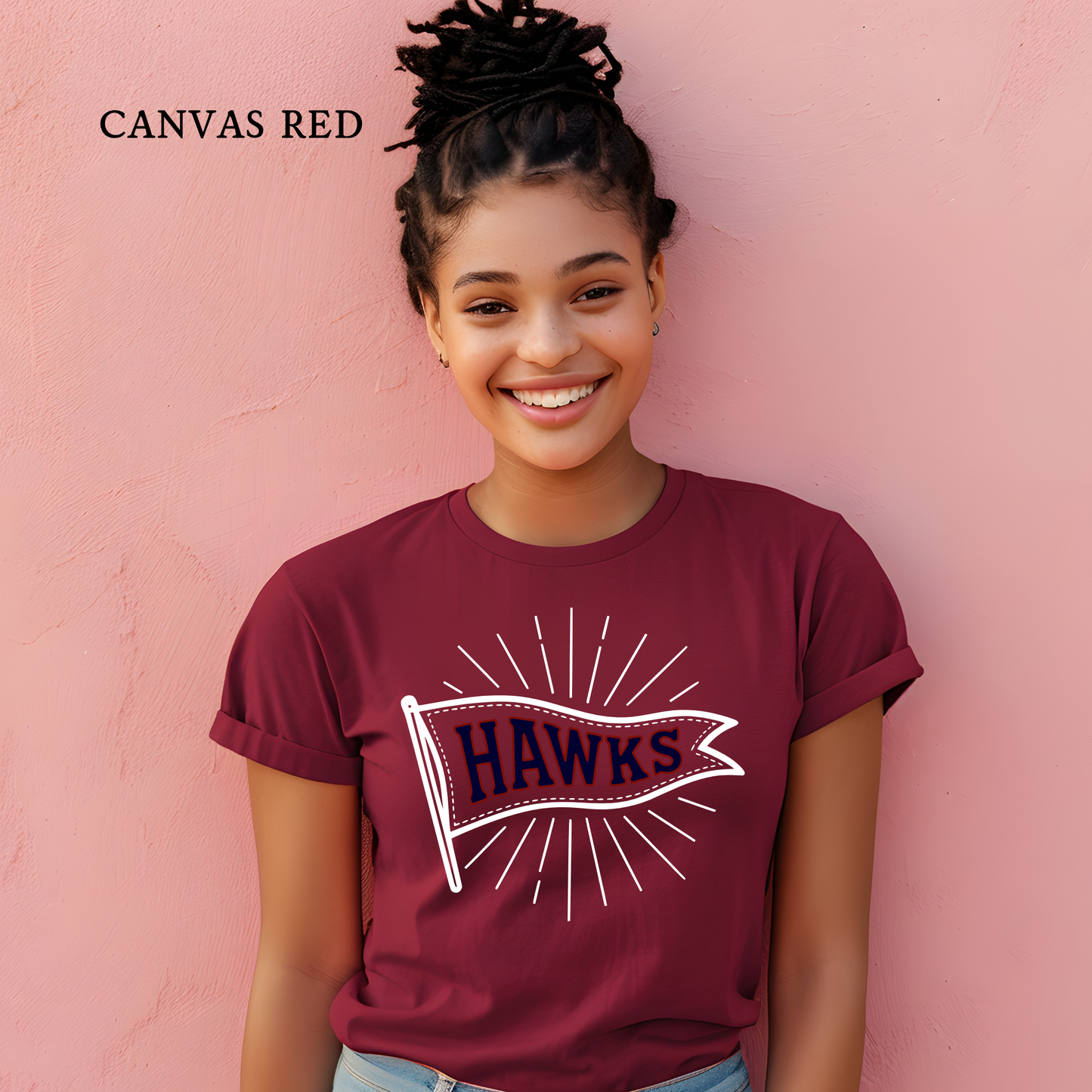 Hannan Hawks Tee – Vintage Flag Pennant Spiritwear