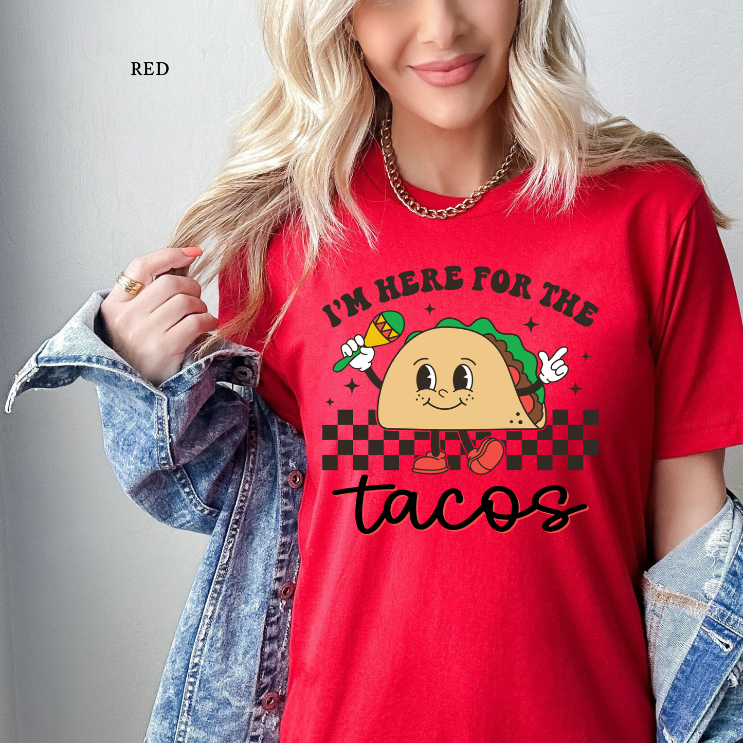 Women's fiesta tee with retro colors and taco lover vibe