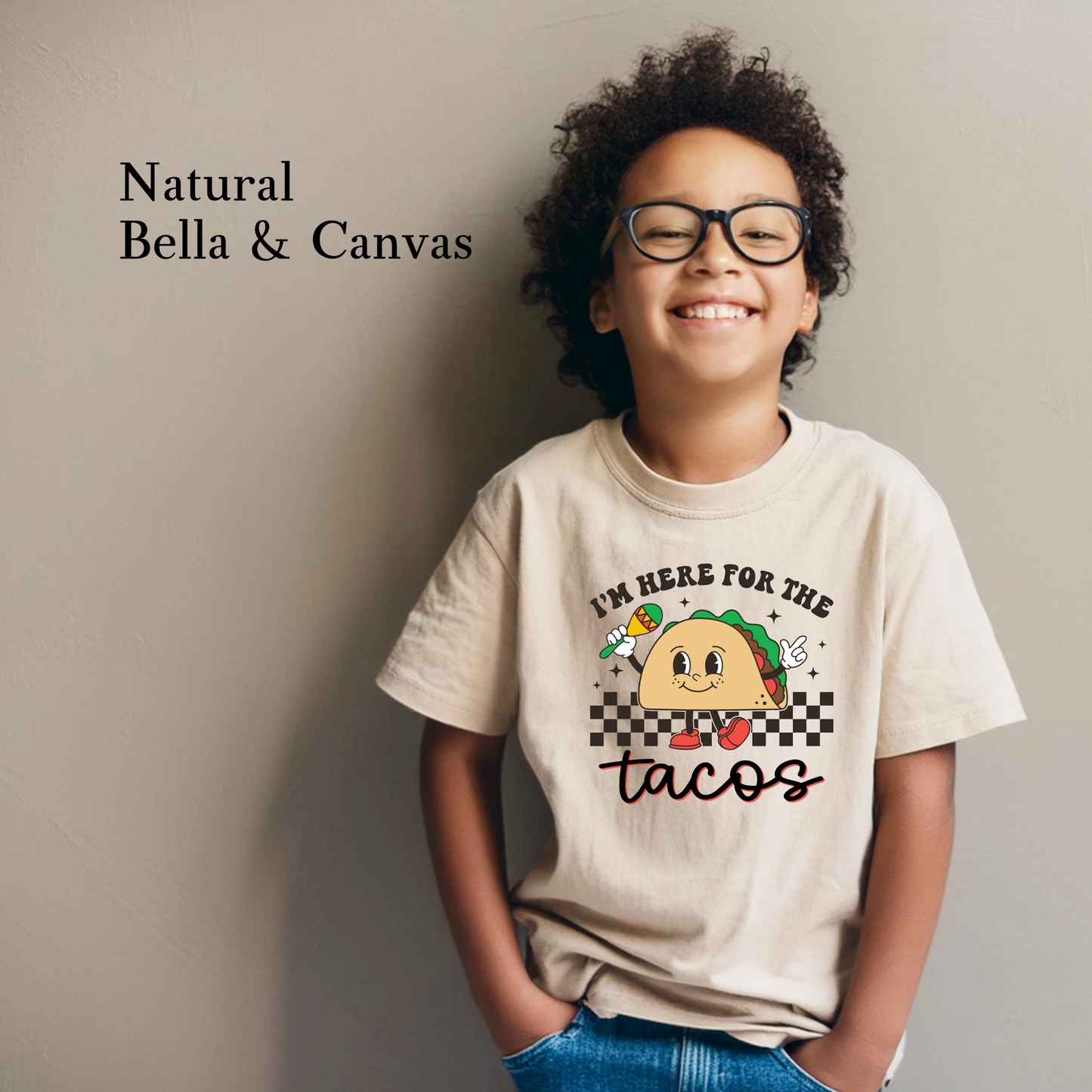 Youth graphic tee with taco lover theme