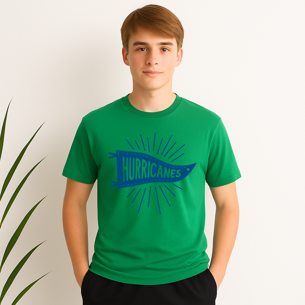 Green Hurricanes pennant flag T-shirt
