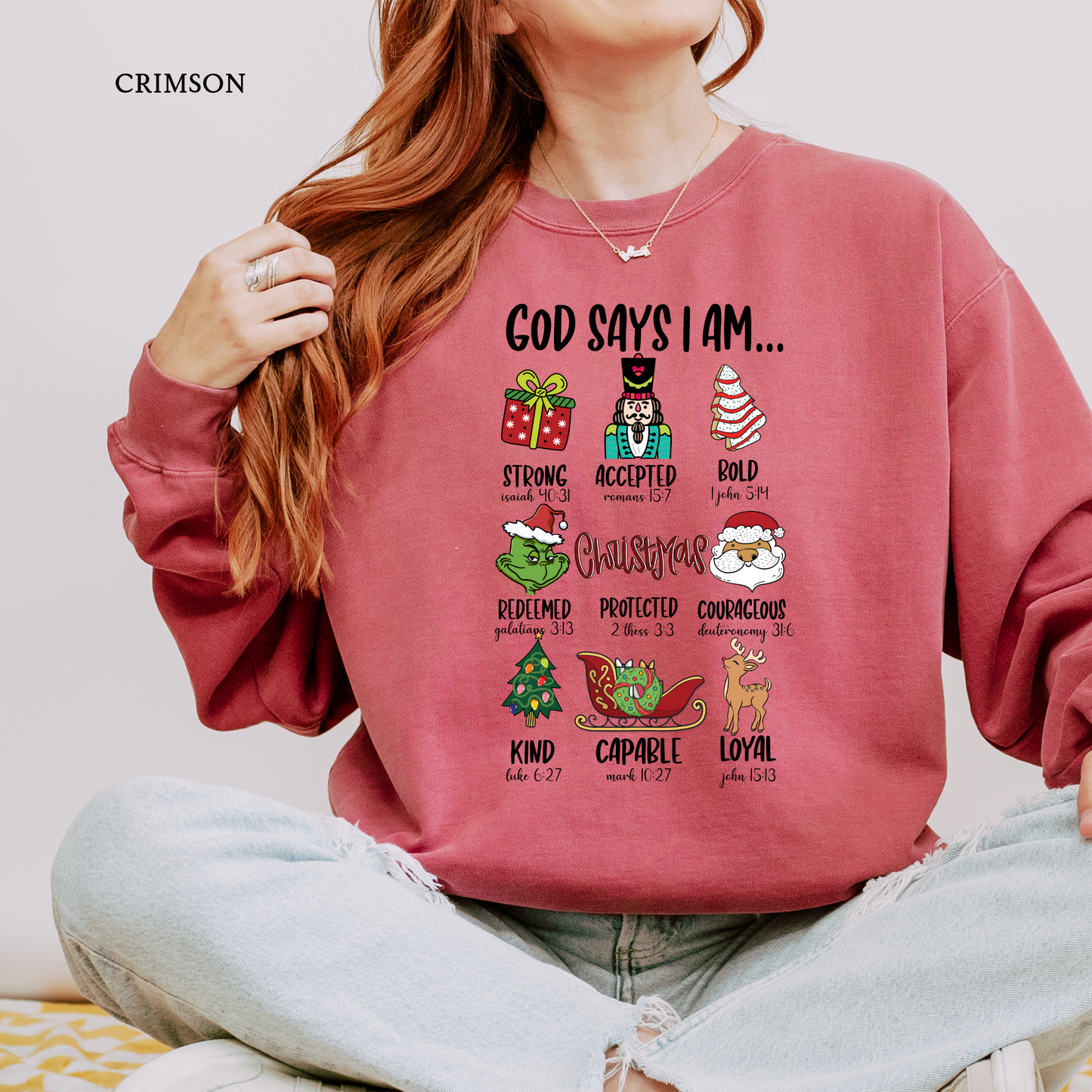 God Says I am - Christmas Edition | Christmas Comfort Color Sweatshirts
