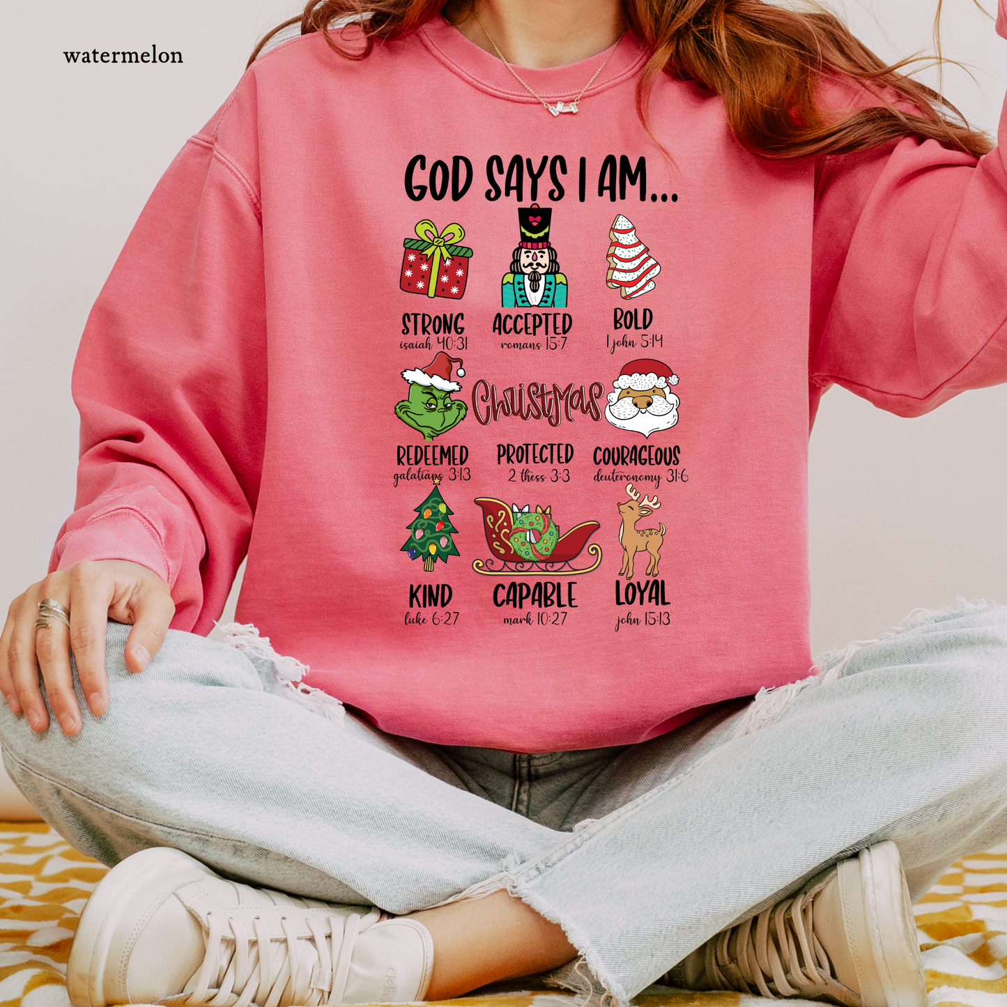 God Says I am - Christmas Edition | Christmas Comfort Color Sweatshirts