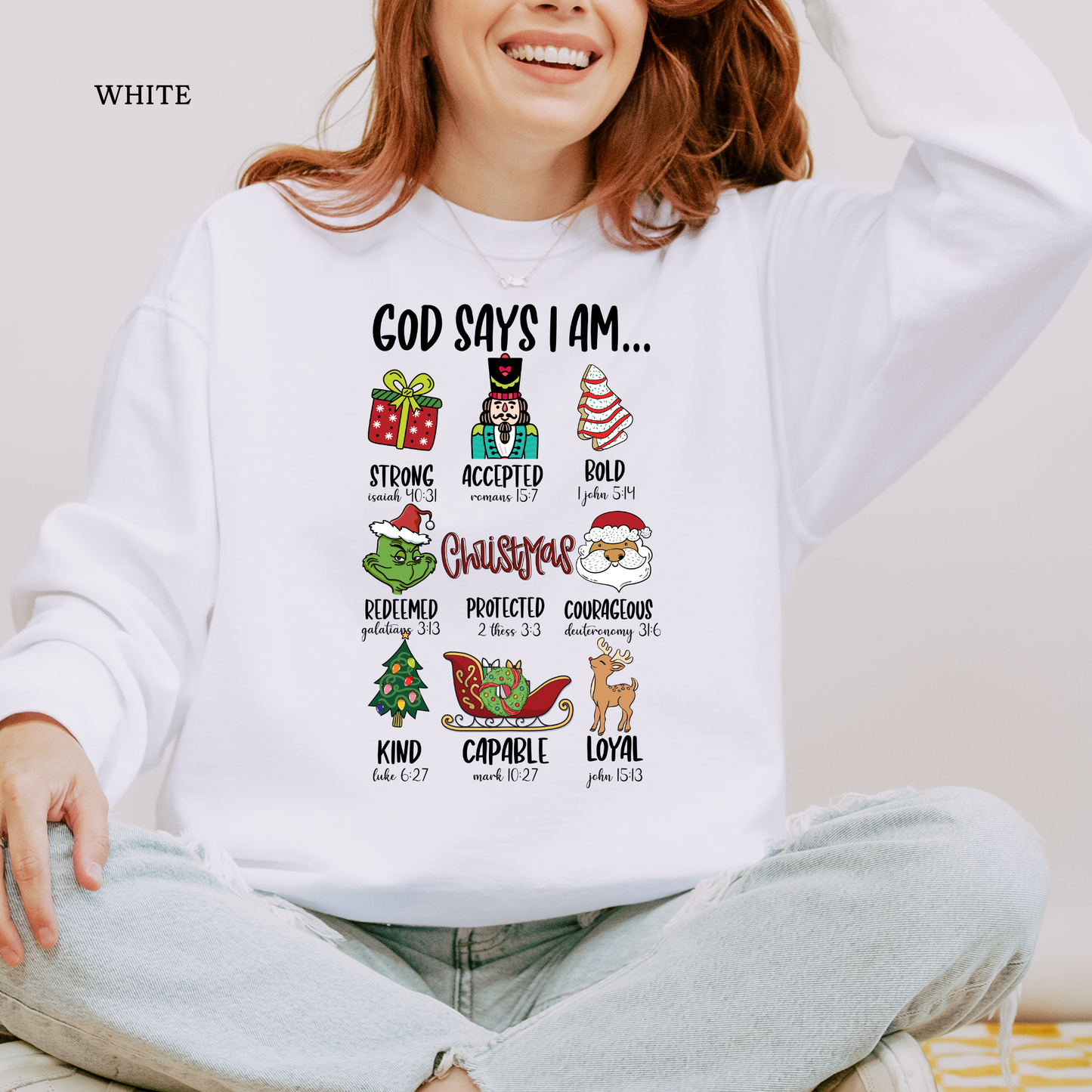 God Says I am - Christmas Edition | Christmas Comfort Color Sweatshirts