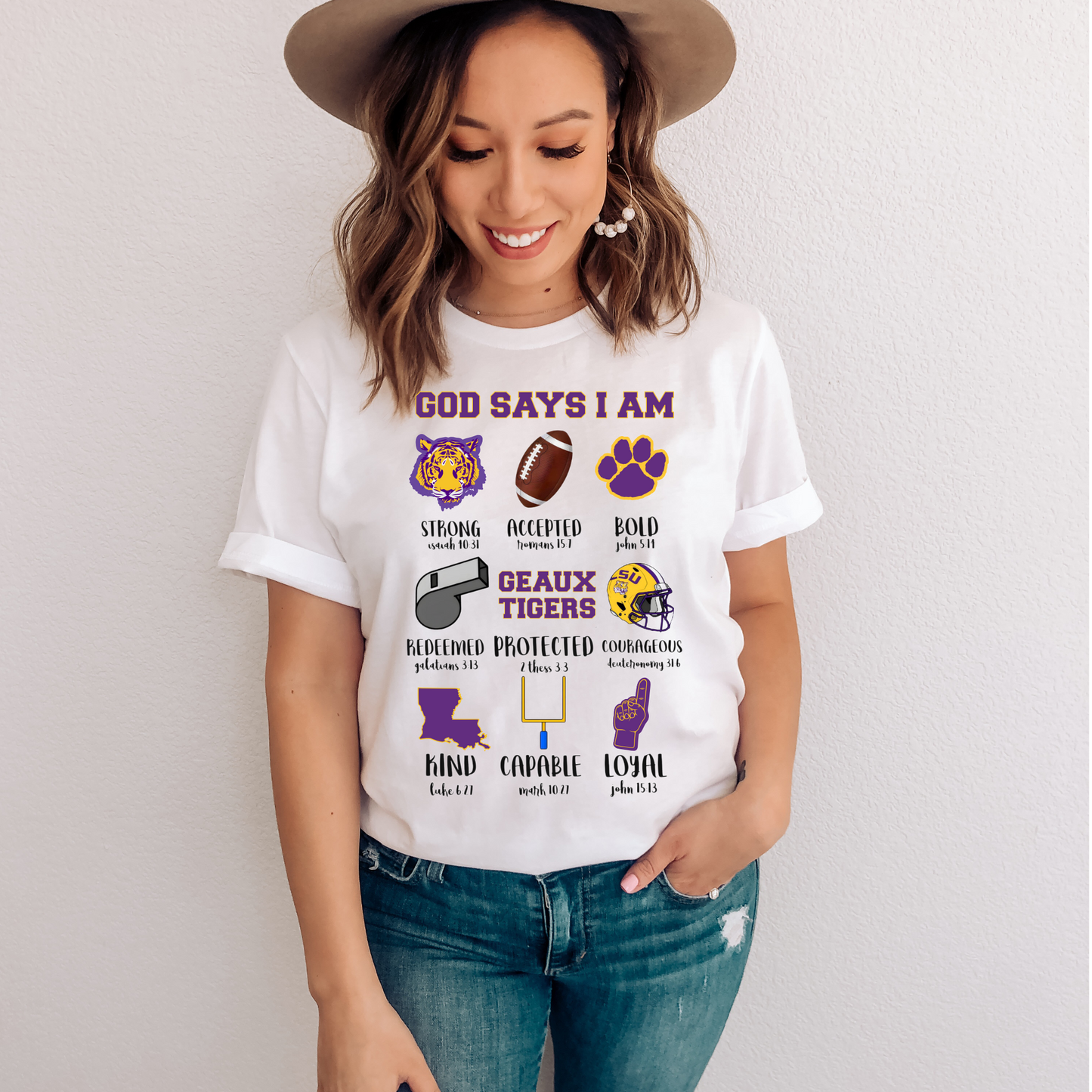 God Says I Am - LSU - Tiger - Purple & Gold - Adult & Youth Tee (PRESALE)