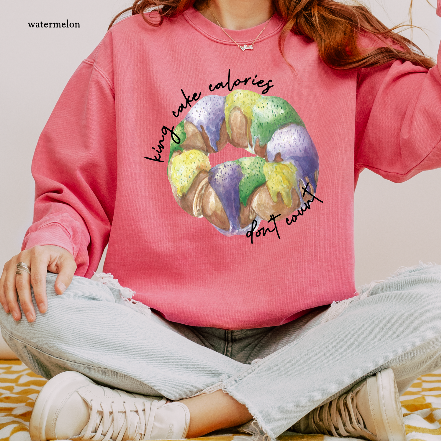 King Cake Calories Don't Count | Mardi Gras | Comfort Color Sweatshirts
