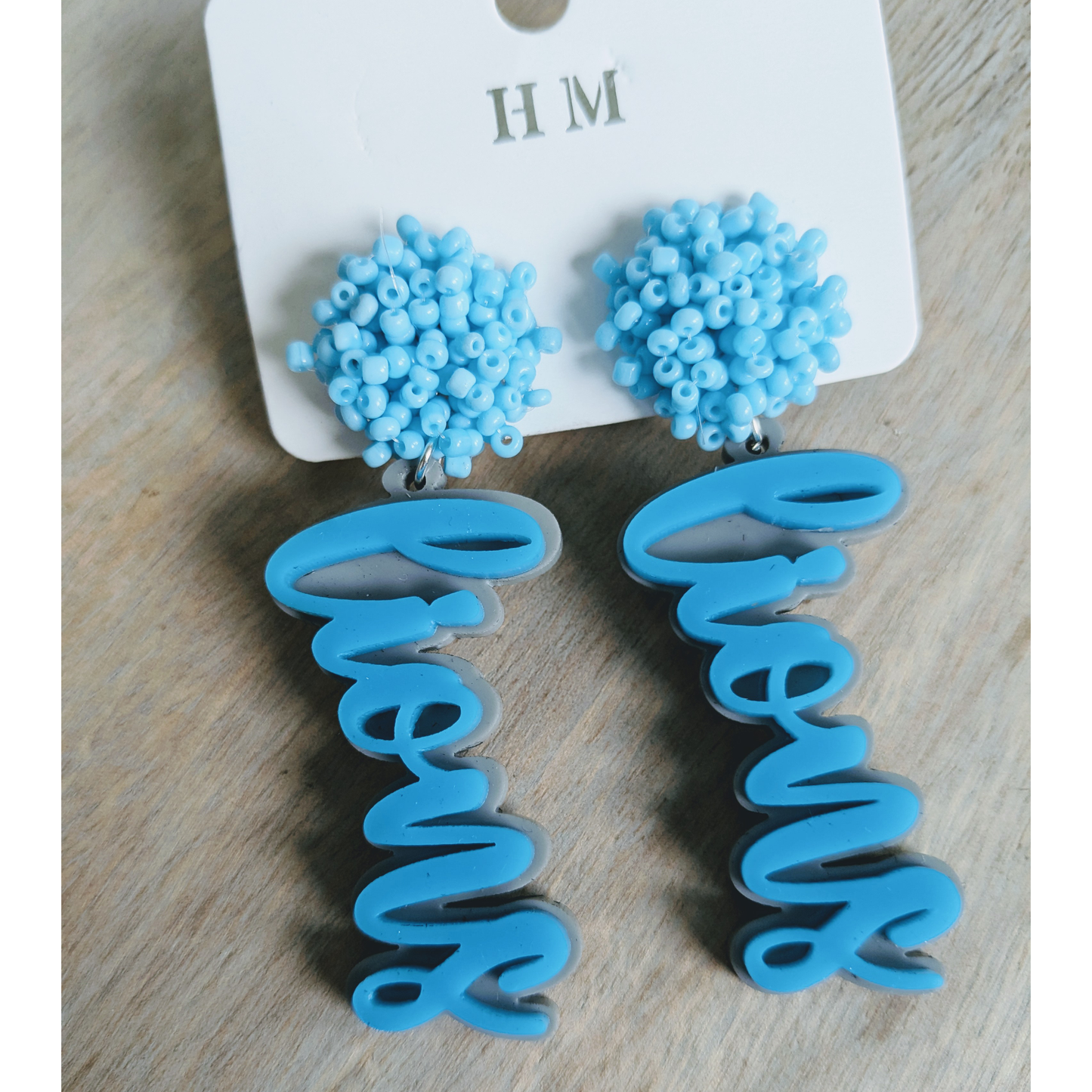 Lions Cheer | Dangle Acrylic Handmade Earrings | Beaded Topper