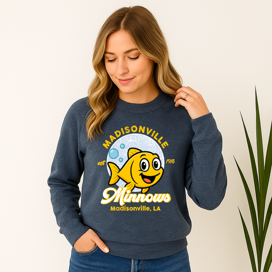 Adult Madisonville Minnows Est. 1918 Sponge Fleece Raglan Sweatshirt