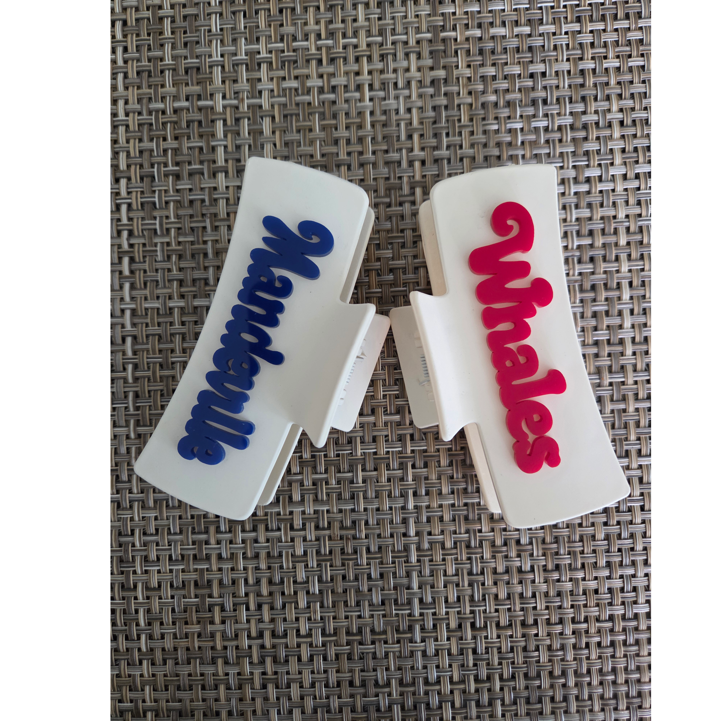 Small Mandeville Elementary Whales 3.25 inch Acrylic Hair Accessory Double Sided Claw Clips (Copy)