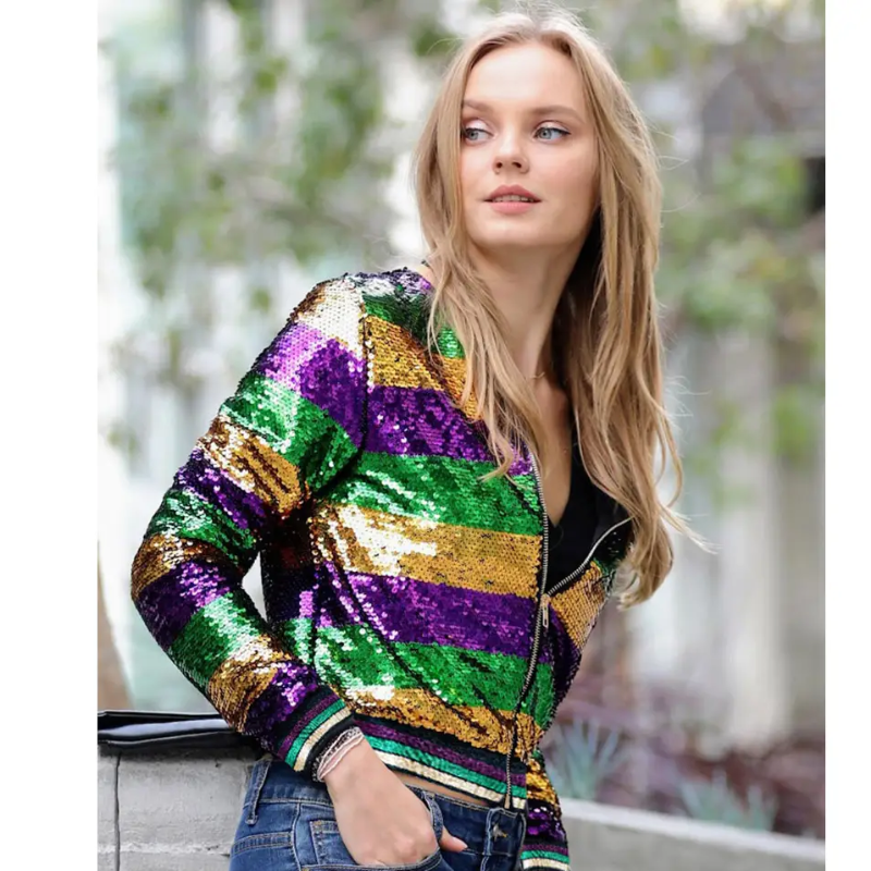 Mardi Gras Sequin Bomber Jacket