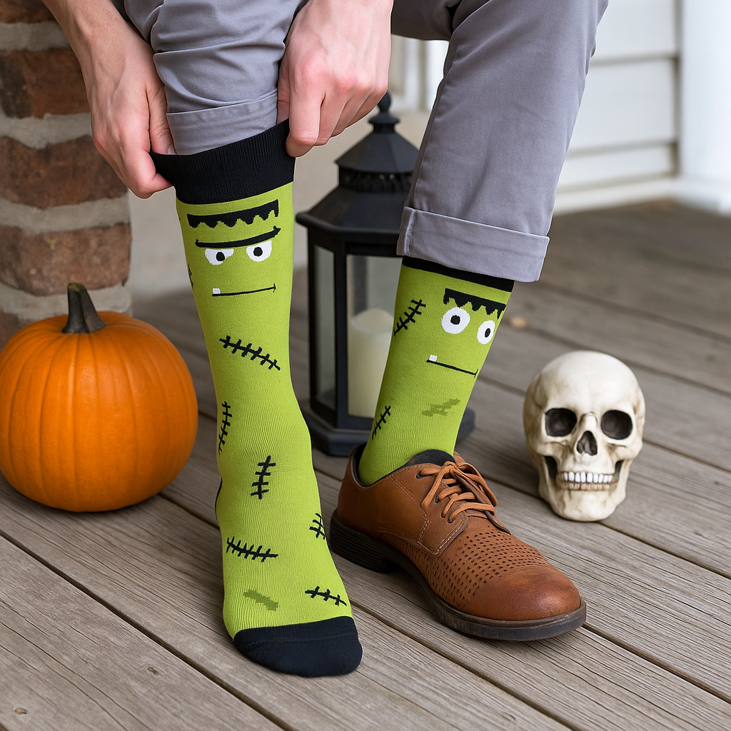 Men’s green Frankenstein Halloween socks – Royal Standard