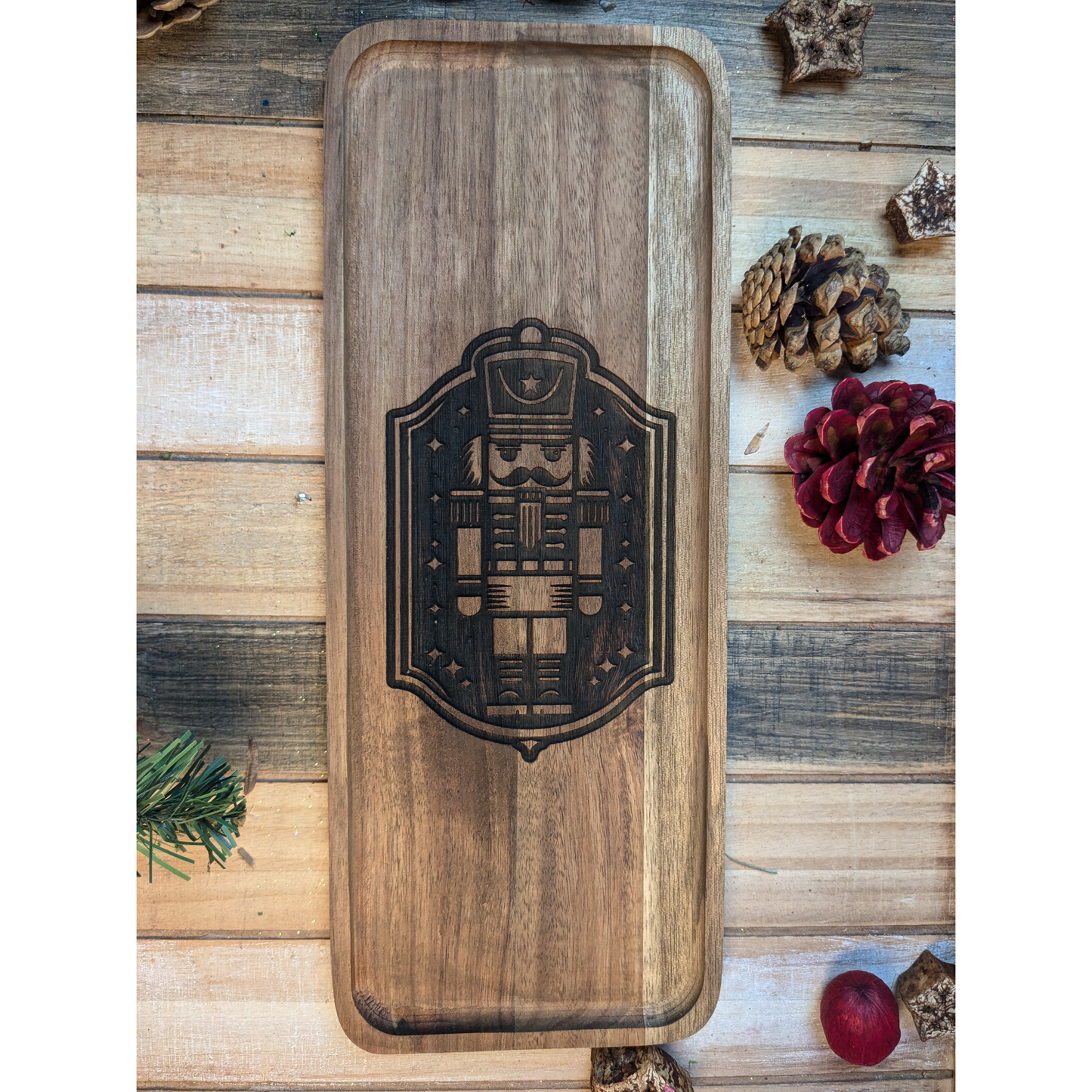 Engraved Nutcracker Acacia Wood Serving Tray | Charcuterie Boards |
