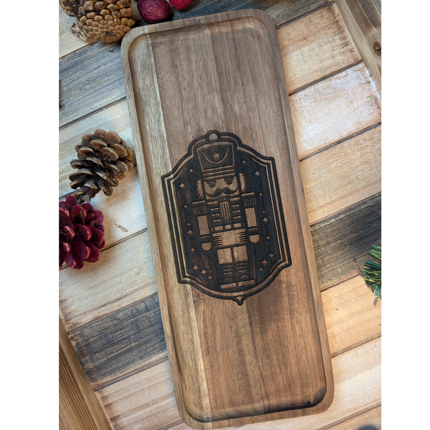 Engraved Nutcracker Acacia Wood Serving Tray | Charcuterie Boards |