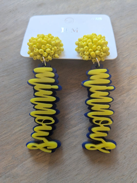 Madisonville Elementary Minnows acrylic earrings with beaded topper