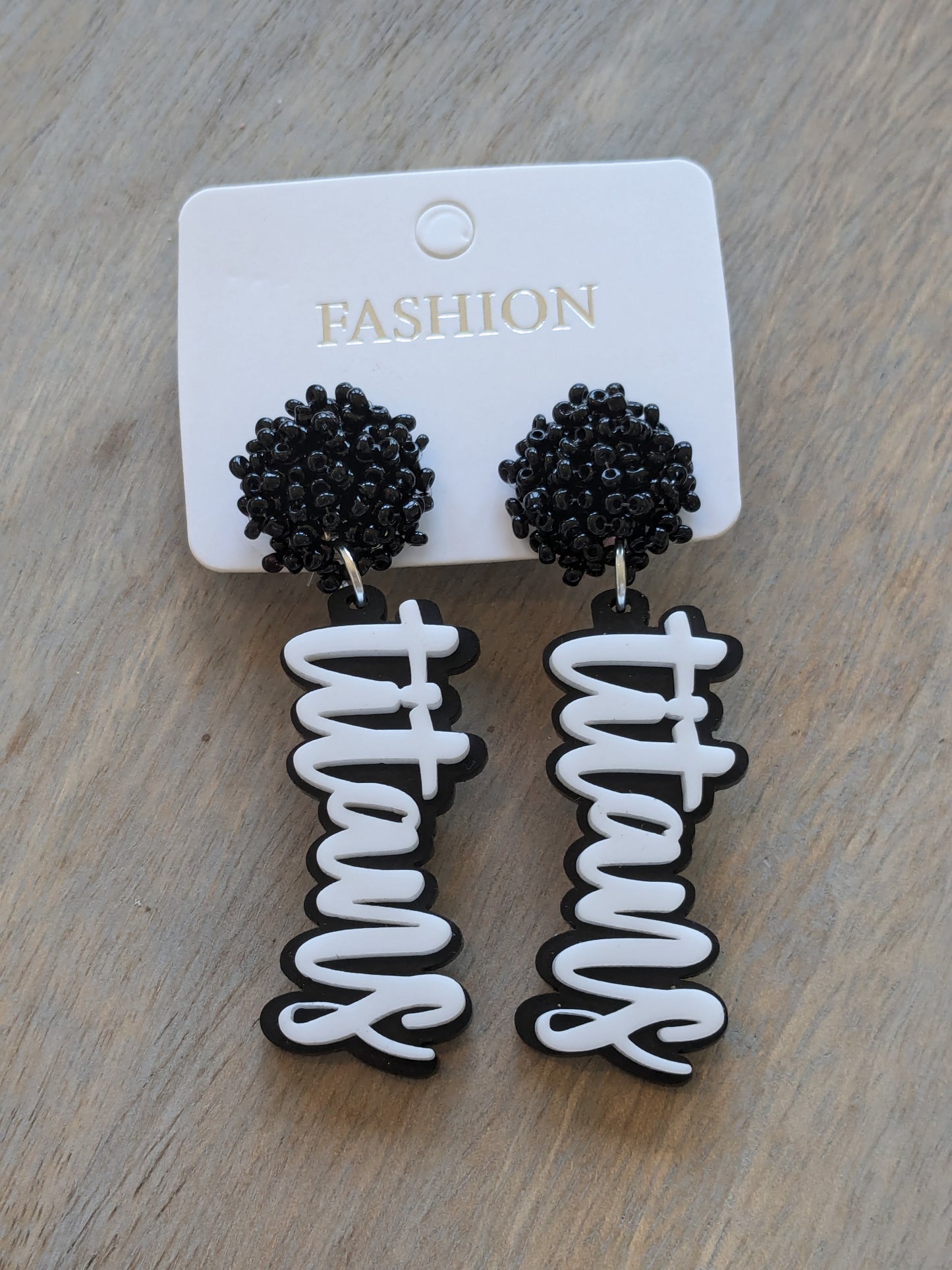 Lakeshore Titans Game Day Earrings – Handmade Acrylic Dangle with Beaded Topper