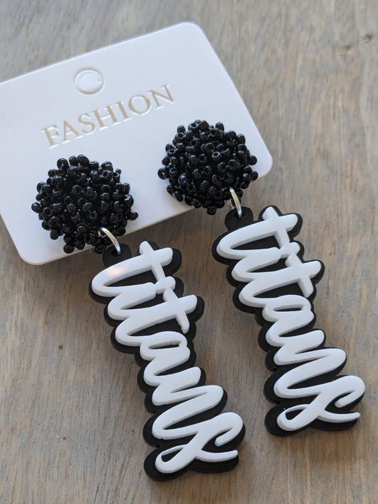 Lakeshore Titans Game Day Earrings – Handmade Acrylic Dangle with Beaded Topper
