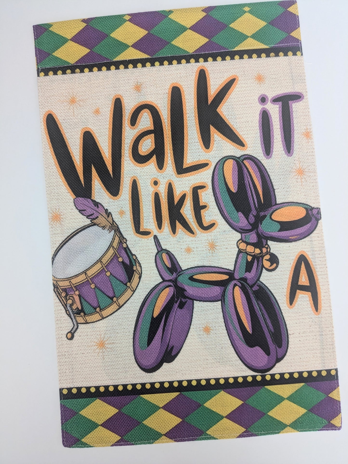 Walk It Like a Dog Garden Flag | Mardi Gras