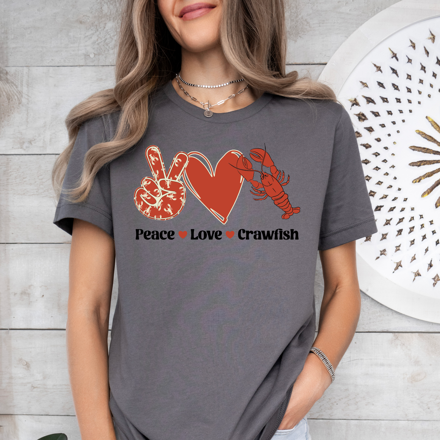 Peace Love Crawfish | Crawfish | Unisex Tee
