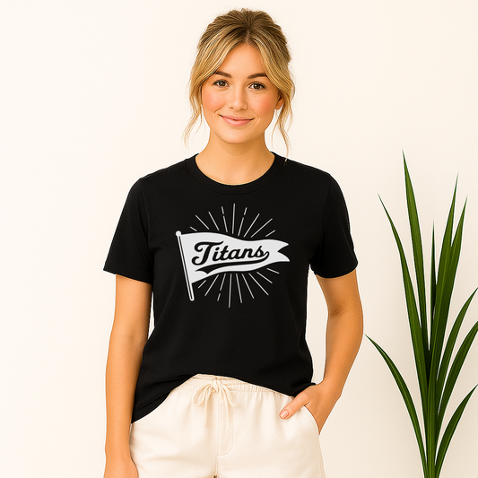 Lakeshore High spirit shirt with retro pennant design