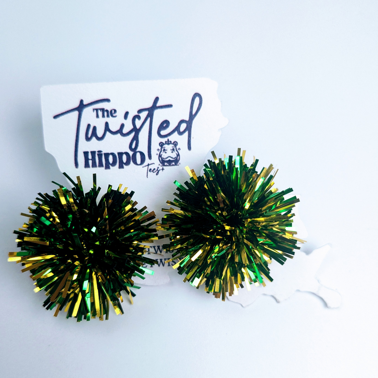 Green & Gold Tinsel Earrings | Stud Earrings | St. Patrick's Day