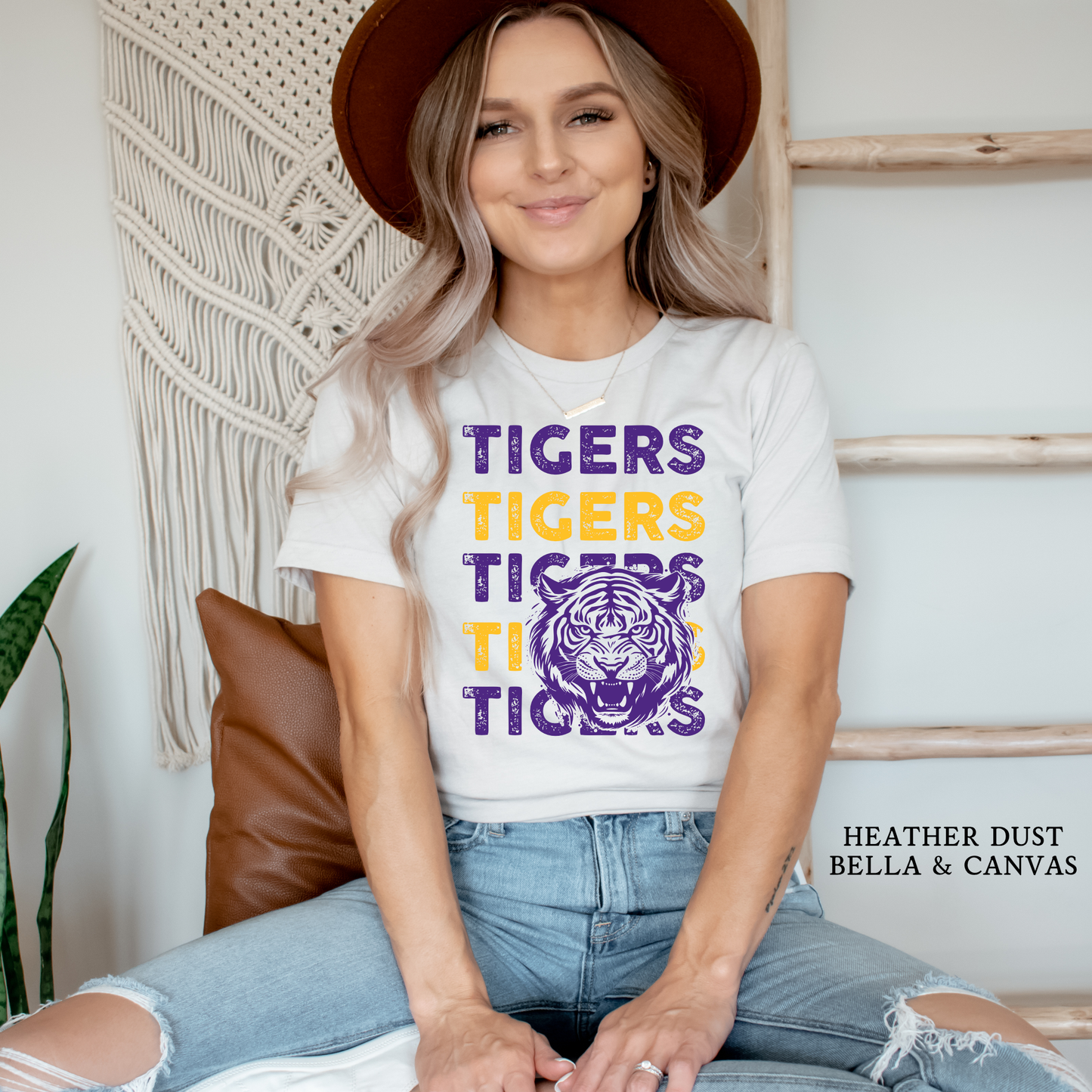 Tiger Stacked with Tiger | LSU | Game Day | College |Adult Tee
