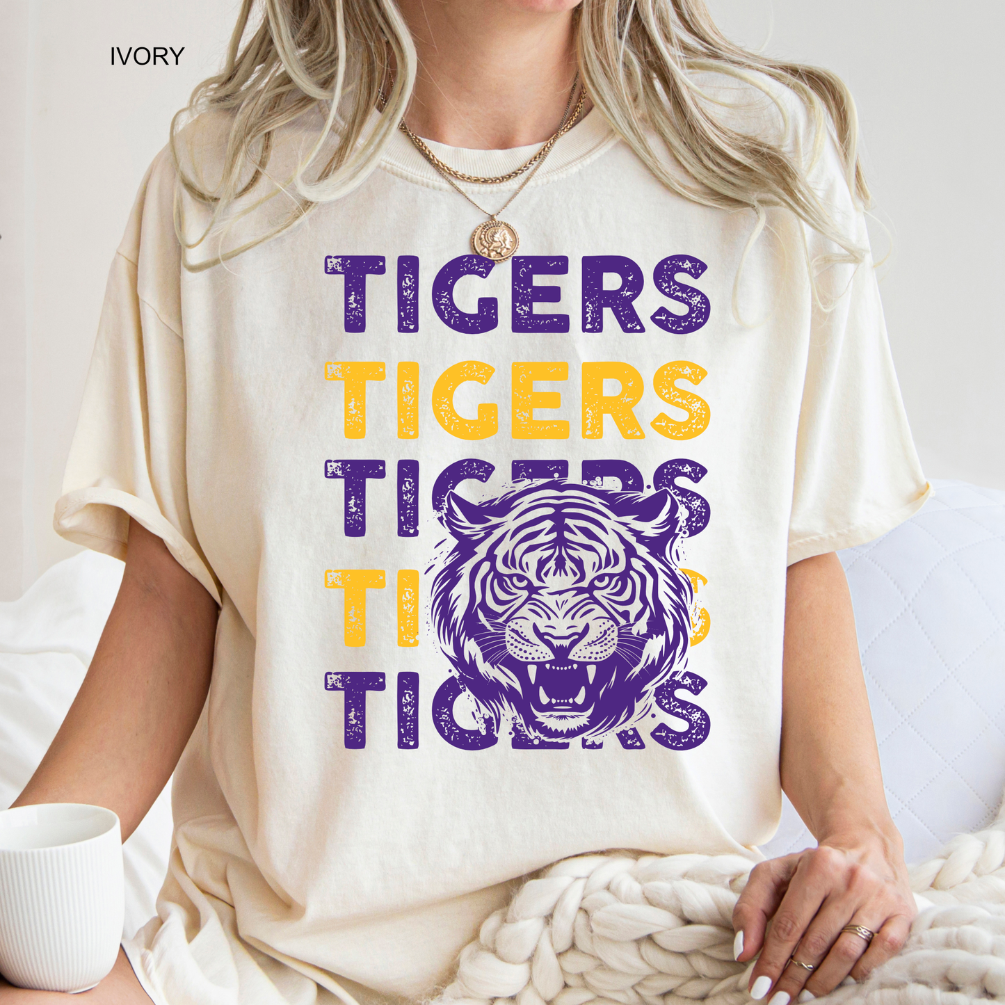 Tiger Stacked with Tiger | LSU | Game Day | College |Adult Tee