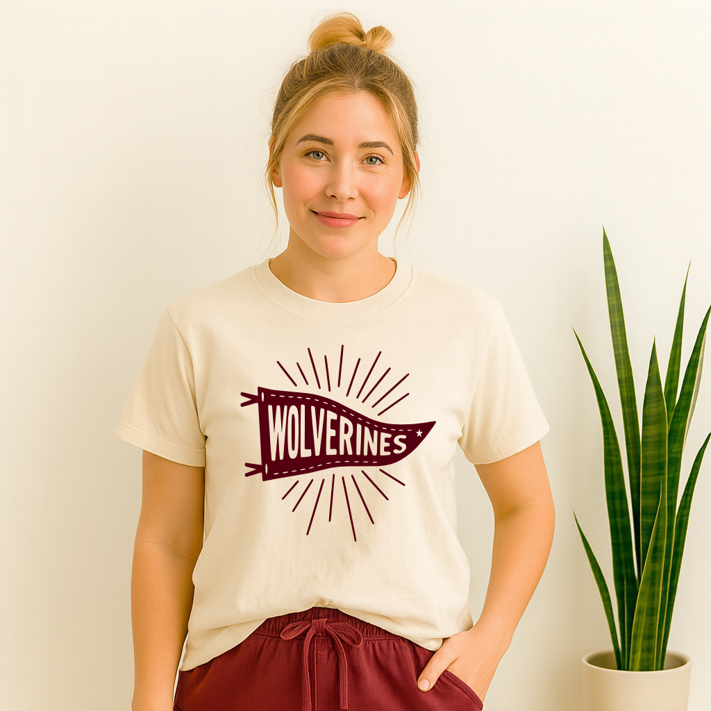 Wolverines Pennant Flag Northlake Christian School T-Shirt