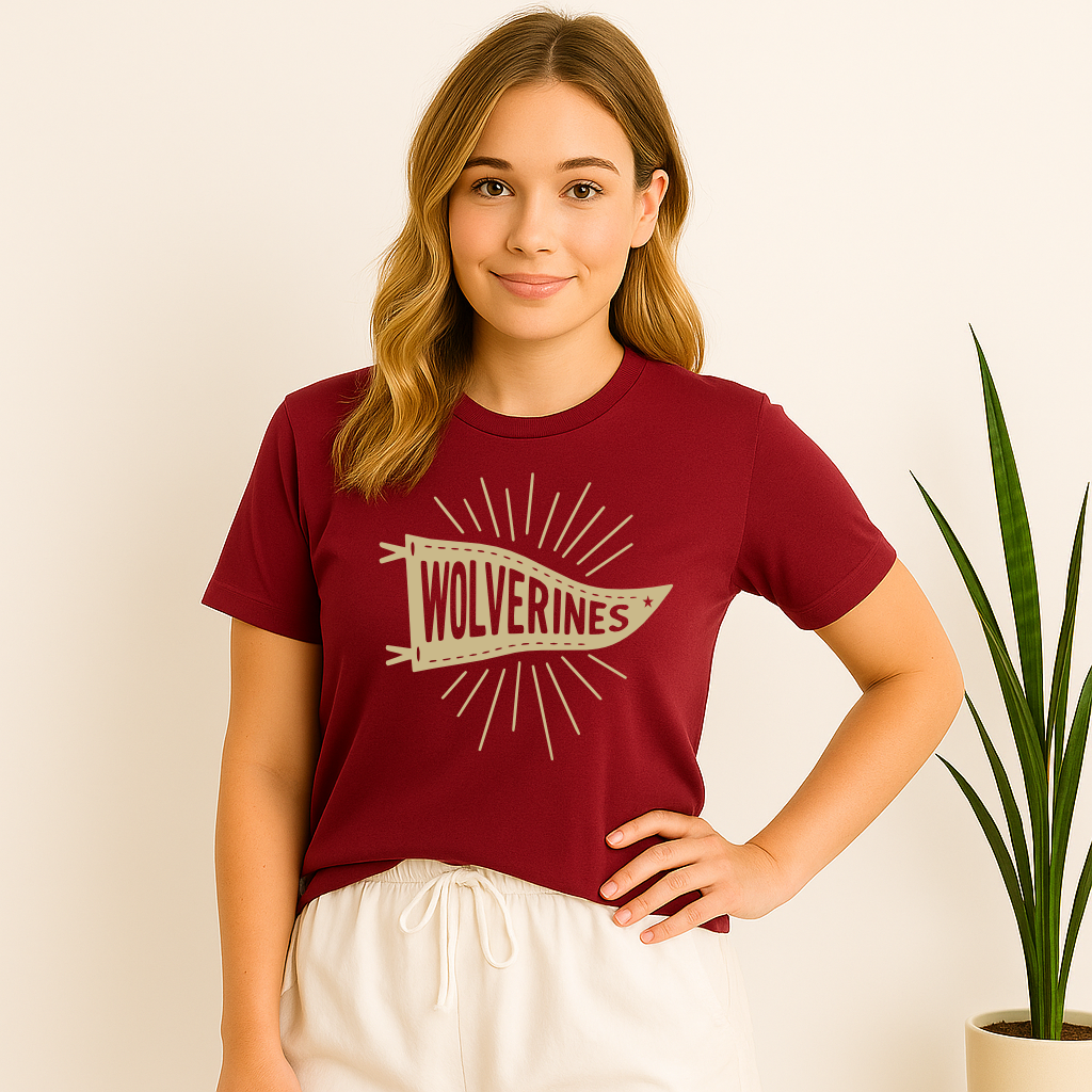 Northlake Christian Wolverines pennant flag shirt
