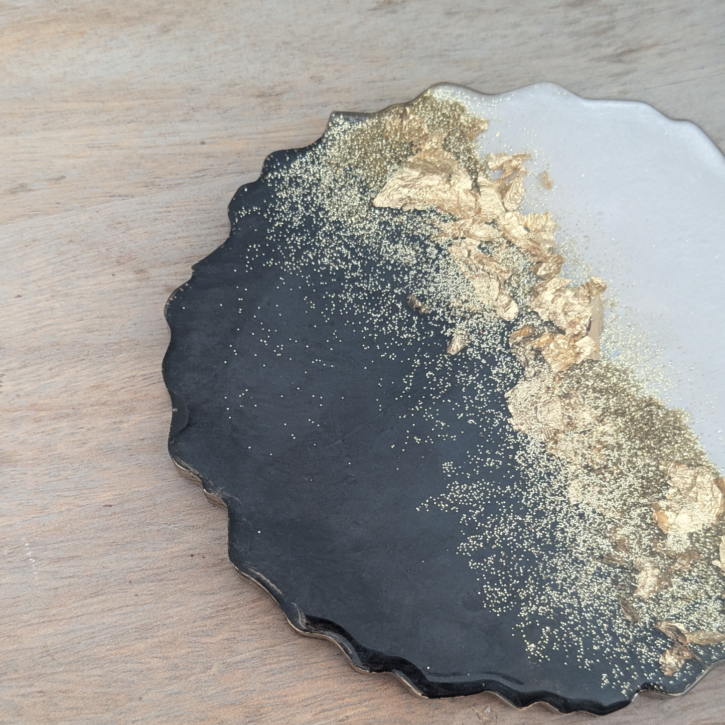 Black, White & Gold Resin Coaster | Handmade | Christmas Gift | Saints Fan | New Orleans