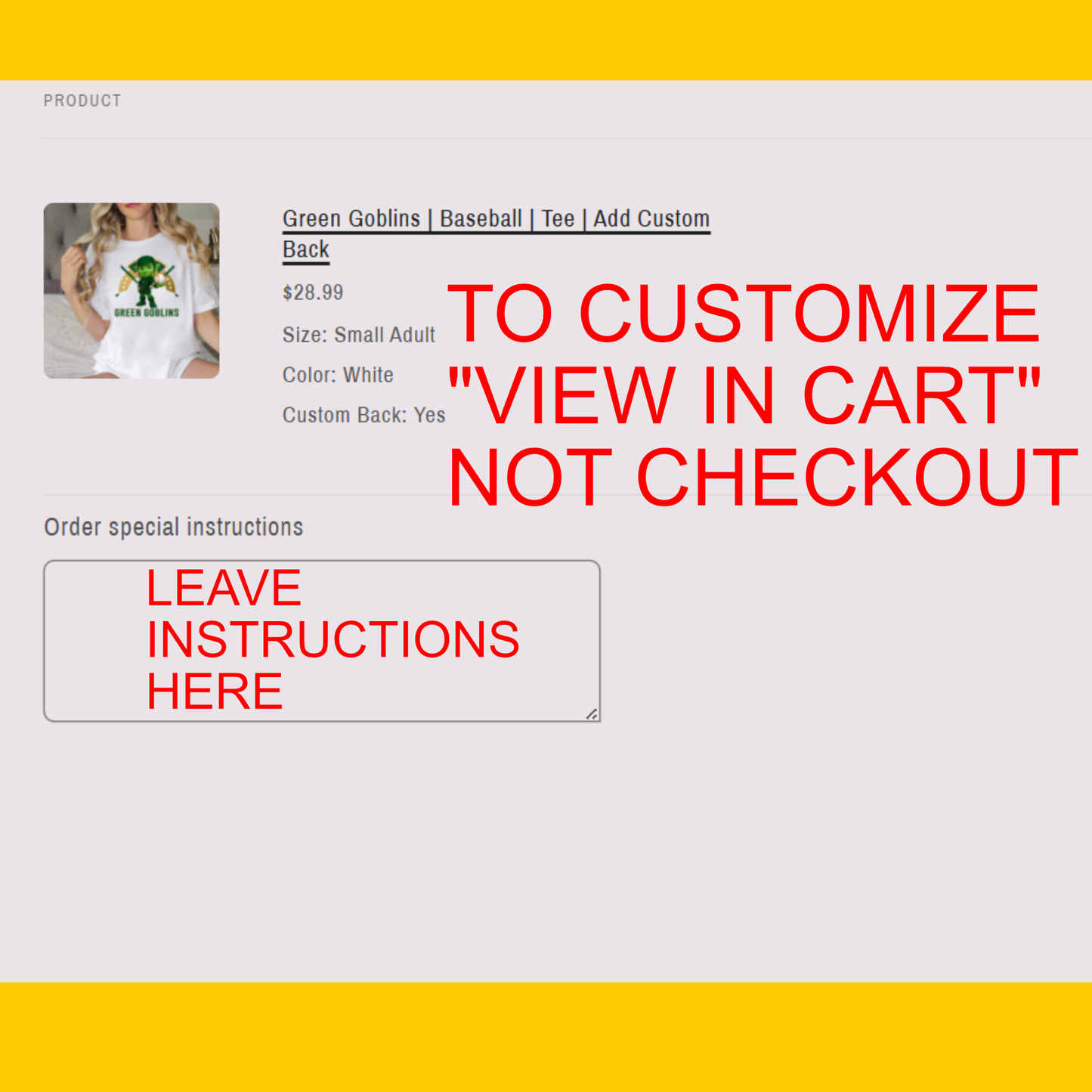 Customize instructions