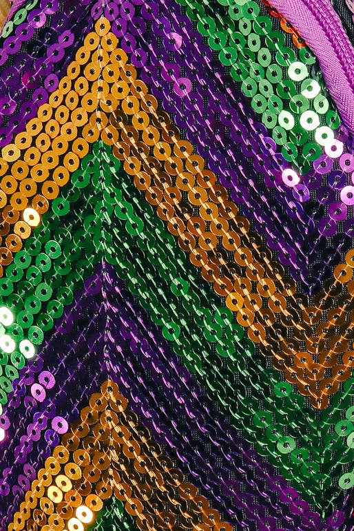 Mardi Gras Sling Purse | Sling Bag | Sequin Sling Purse | Body Cross Over | Sequin Mardi Gras | Chevron