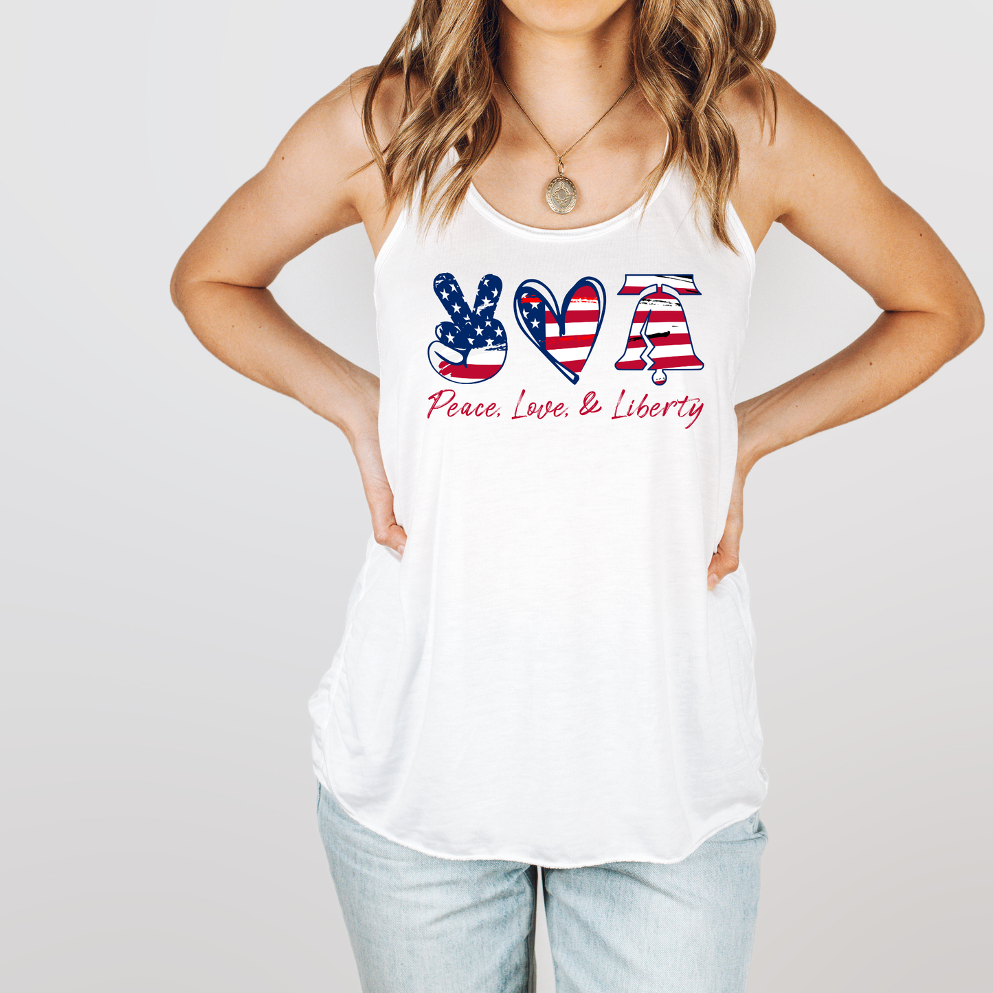 Peace Love Liberty | 4th of July | Patriotic | Racerback Tank