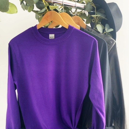Long Sleeve Purple Solid Color Bella & Canvas Tees | ADULT