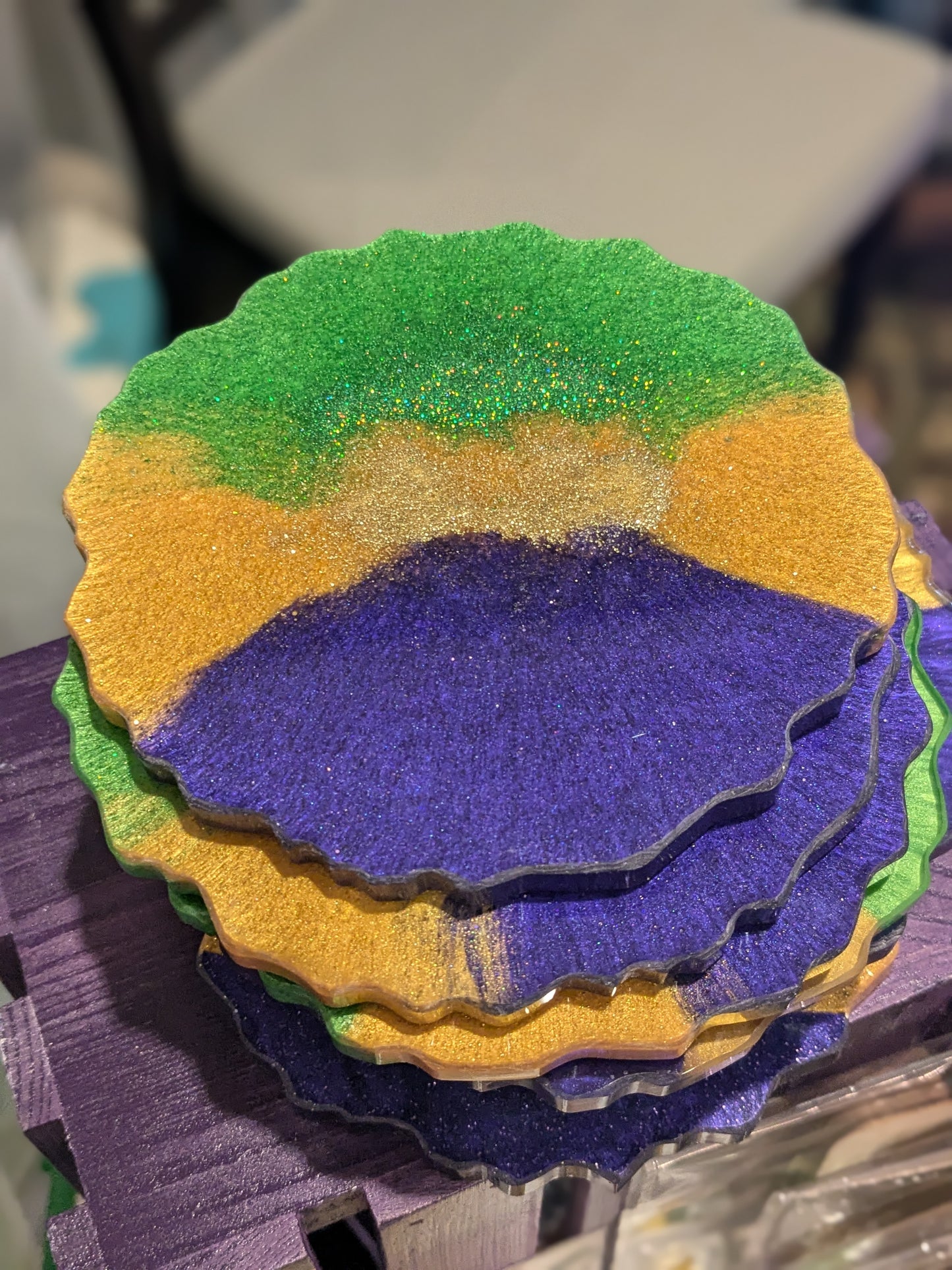 Mardi Gras | New Orleans | Colorful Handmade Coasters