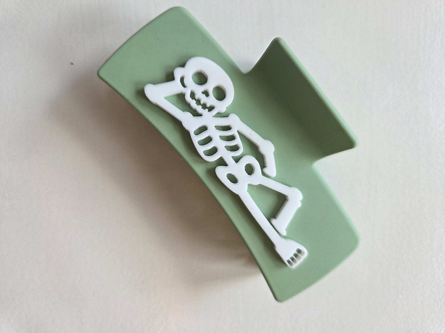 Skeleton Halloween 2-sided Acrylic Mint Claw Clip